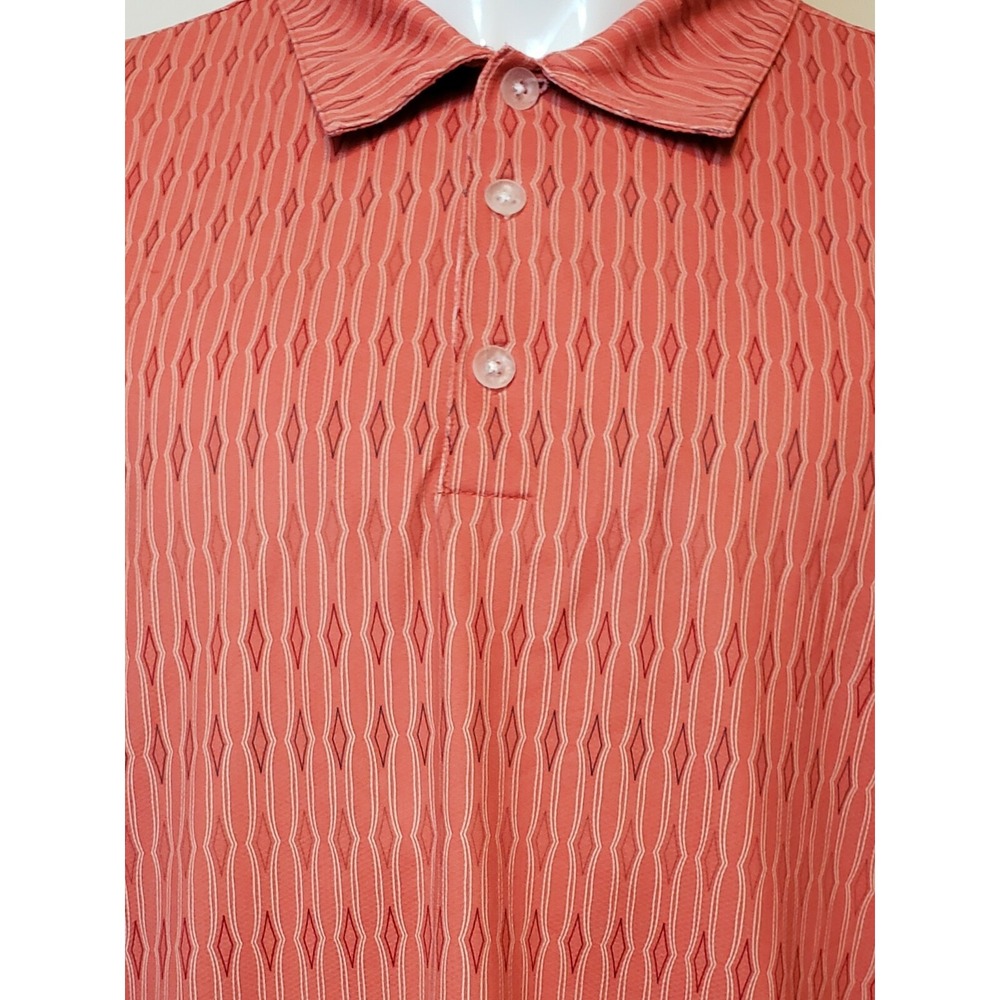 NIKE Golf Fit Dry Mens Size XL Diamond Salmon Swoosh Logo Polo Shirt